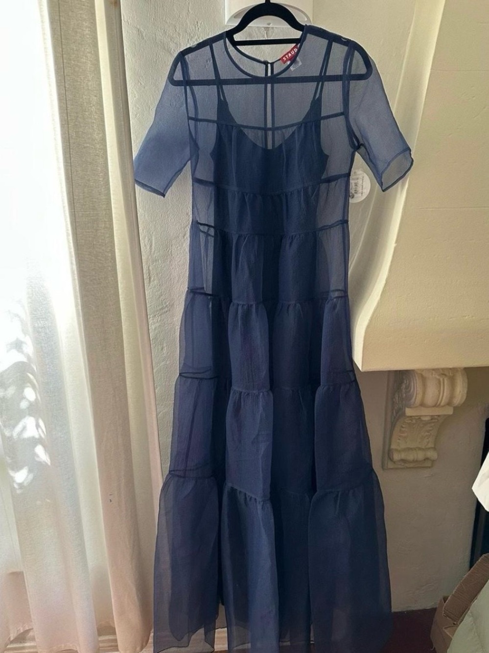 STAUD Navy Tiered Maxi Dress